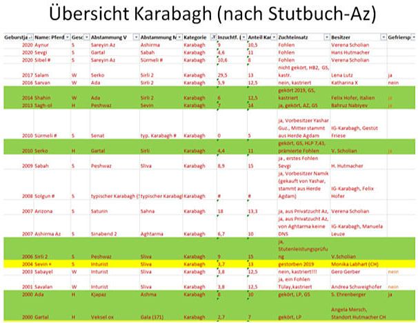 Übersicht Karabagh (nach Stutbuch-Az)